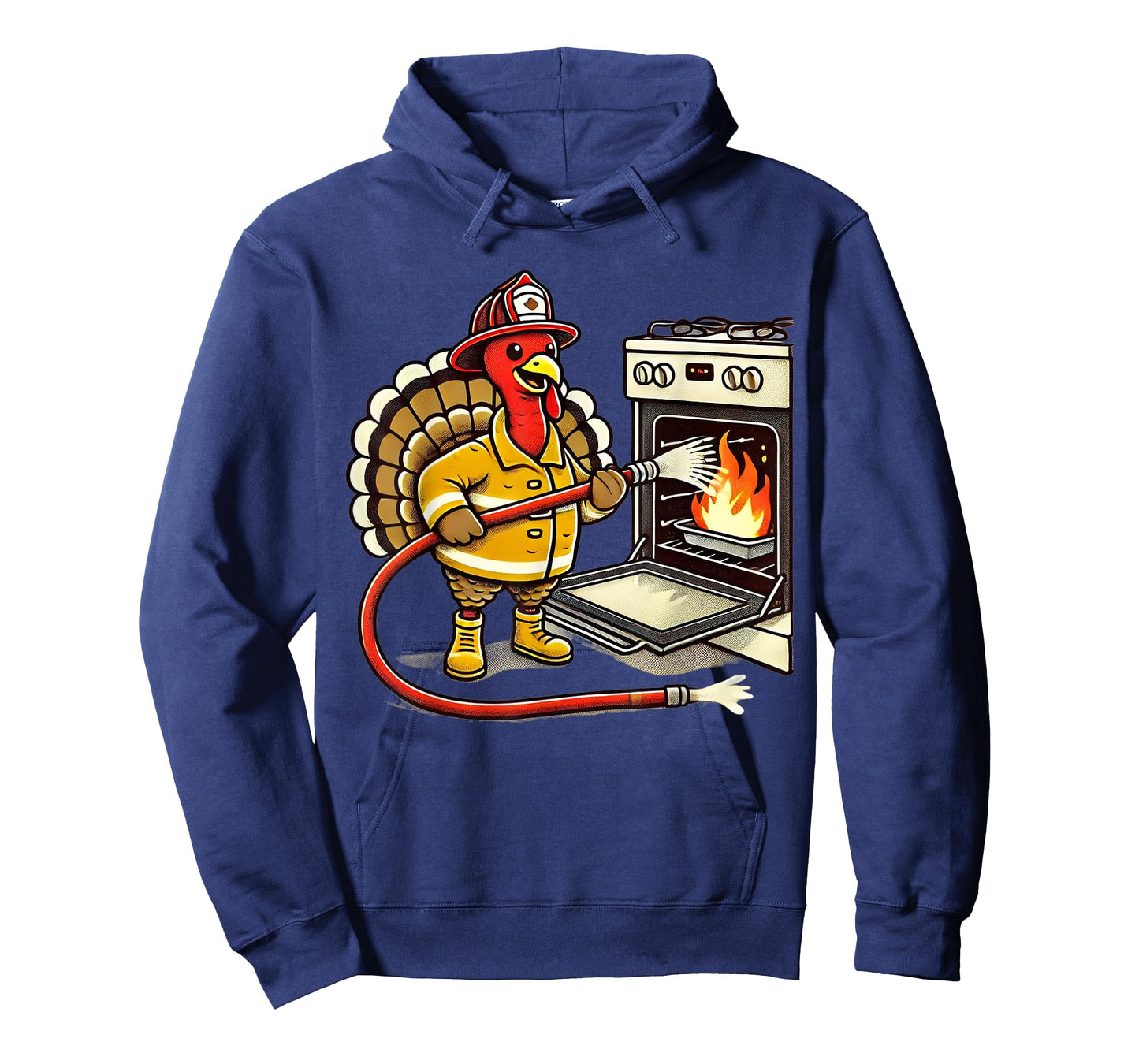Firefighter Turkey Funny Thanksgiving Animal Oven Fire Hose T-Shirt