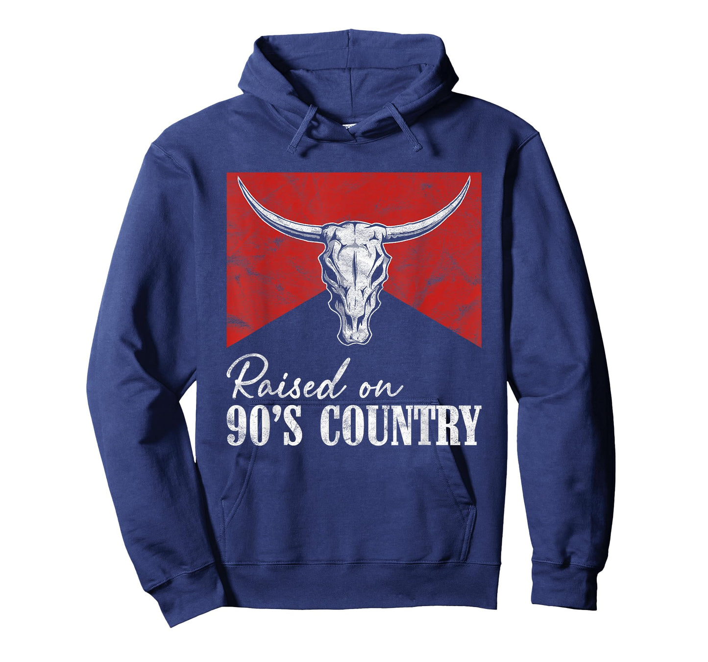 Raised On 90's Country Music Vintage Western Bull Skull T-Shirt
