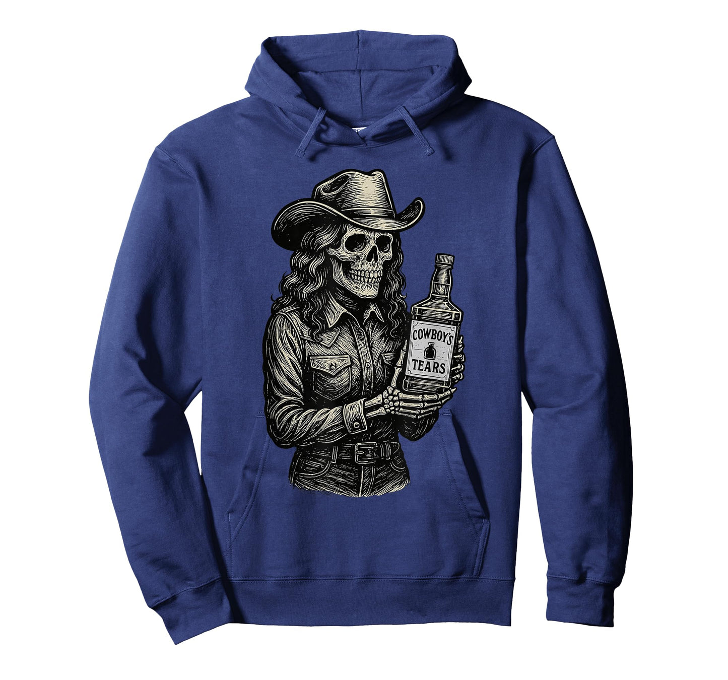 Skeleton Cowgirl Whisky Cowboy's Tears Skull Western Gothic T-Shirt