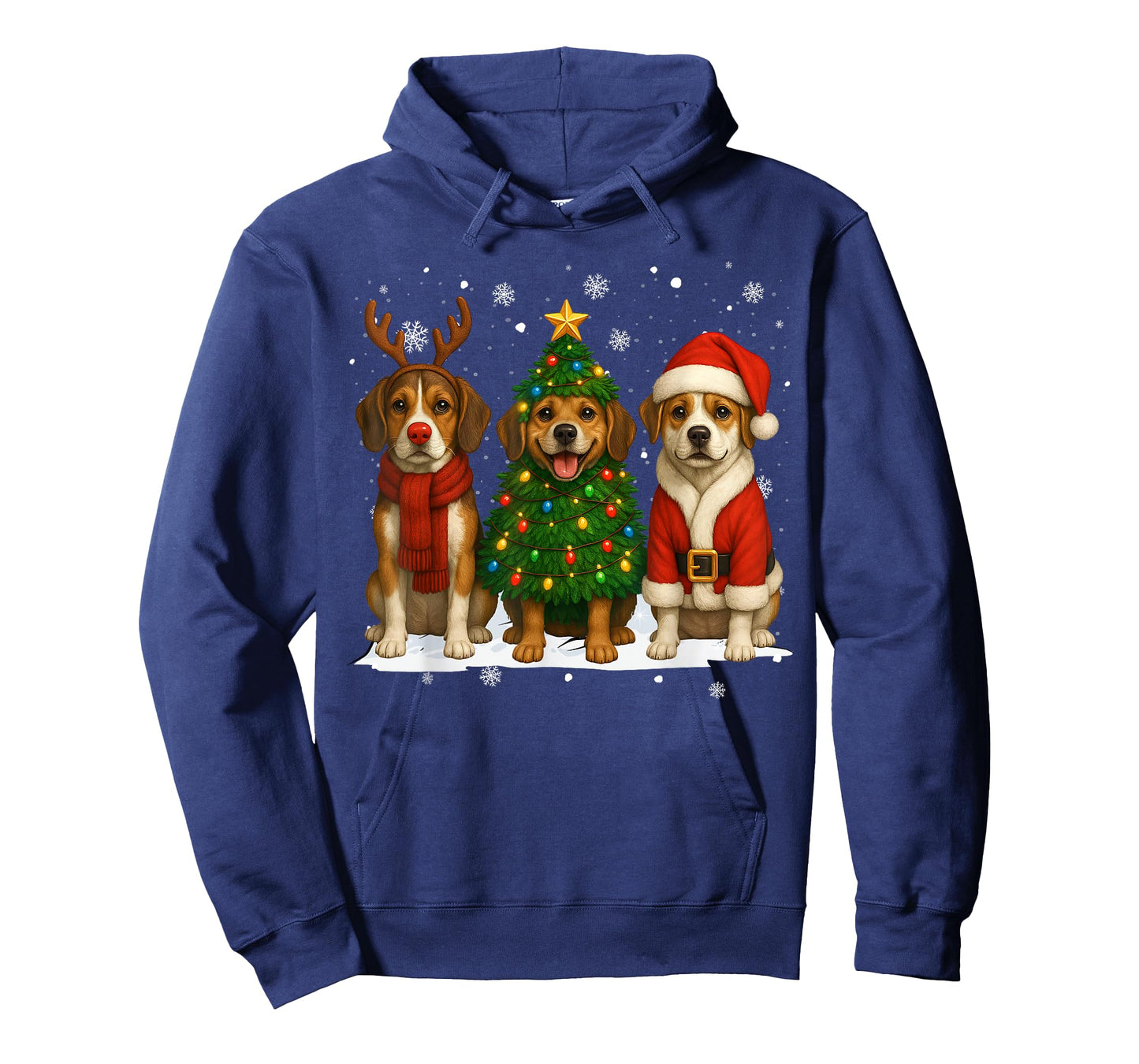 Retro Christmas Beagle Santa Reindeer Dog Lover T-Shirt