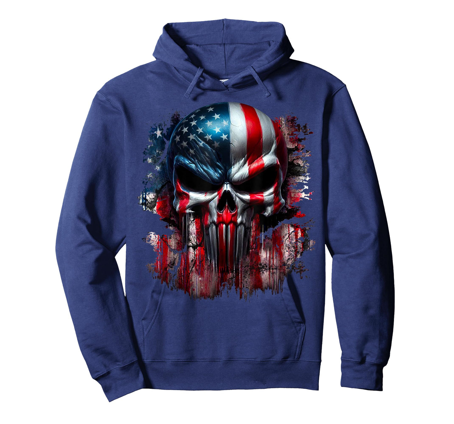 American Skull Patriotic Flag USA Grunge Reaper Graphic Women Men T-Shirt