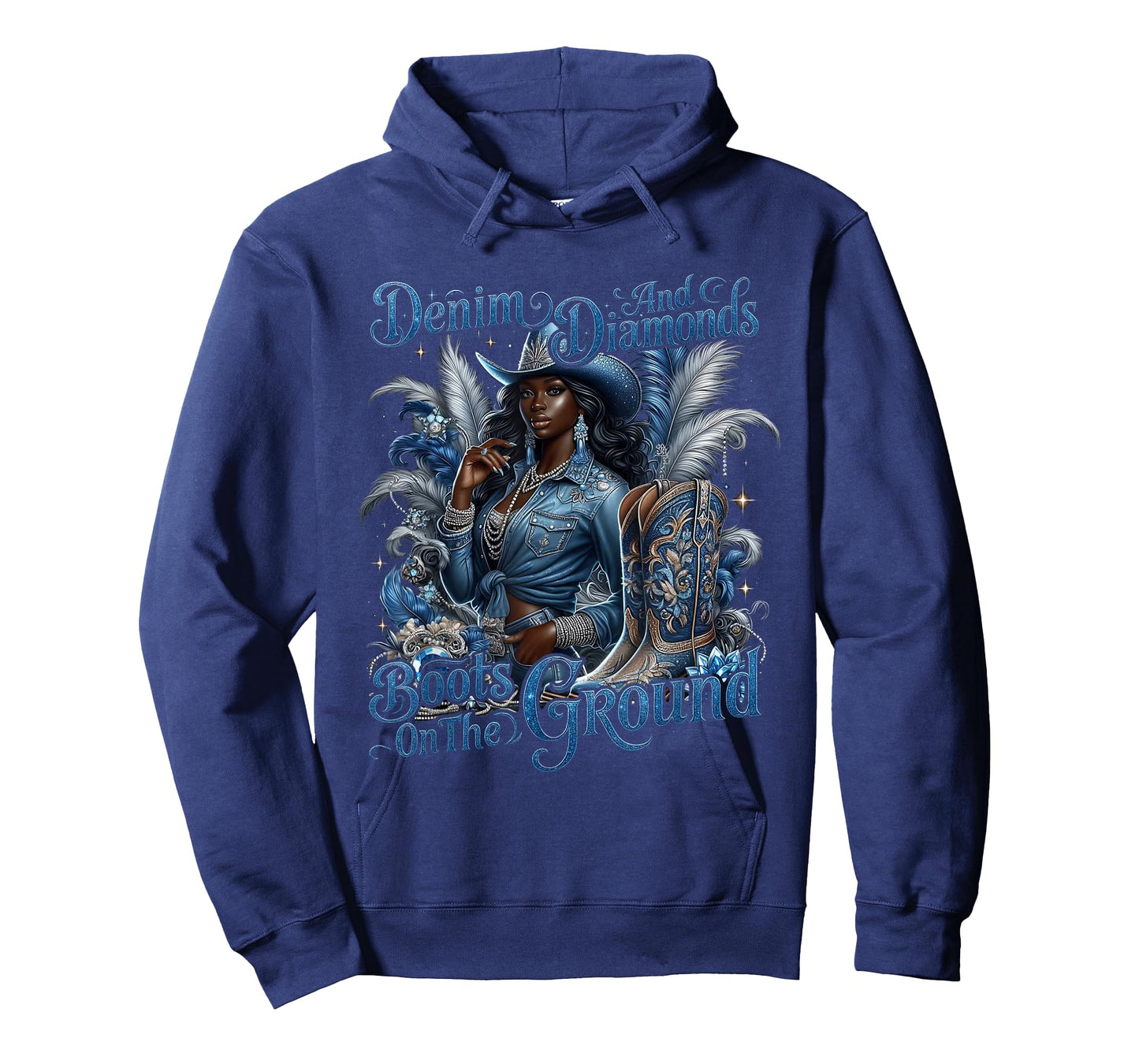 Boots On The Ground Denim and Diamonds Cowgirls Western T-Shirt