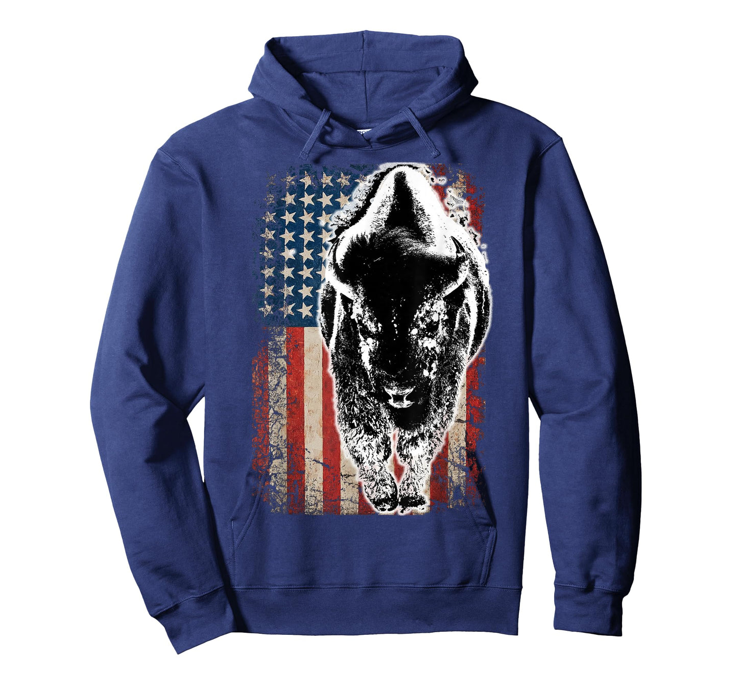 Vintage Buffalo American Flag Bison Patriotic Gift T-Shirt