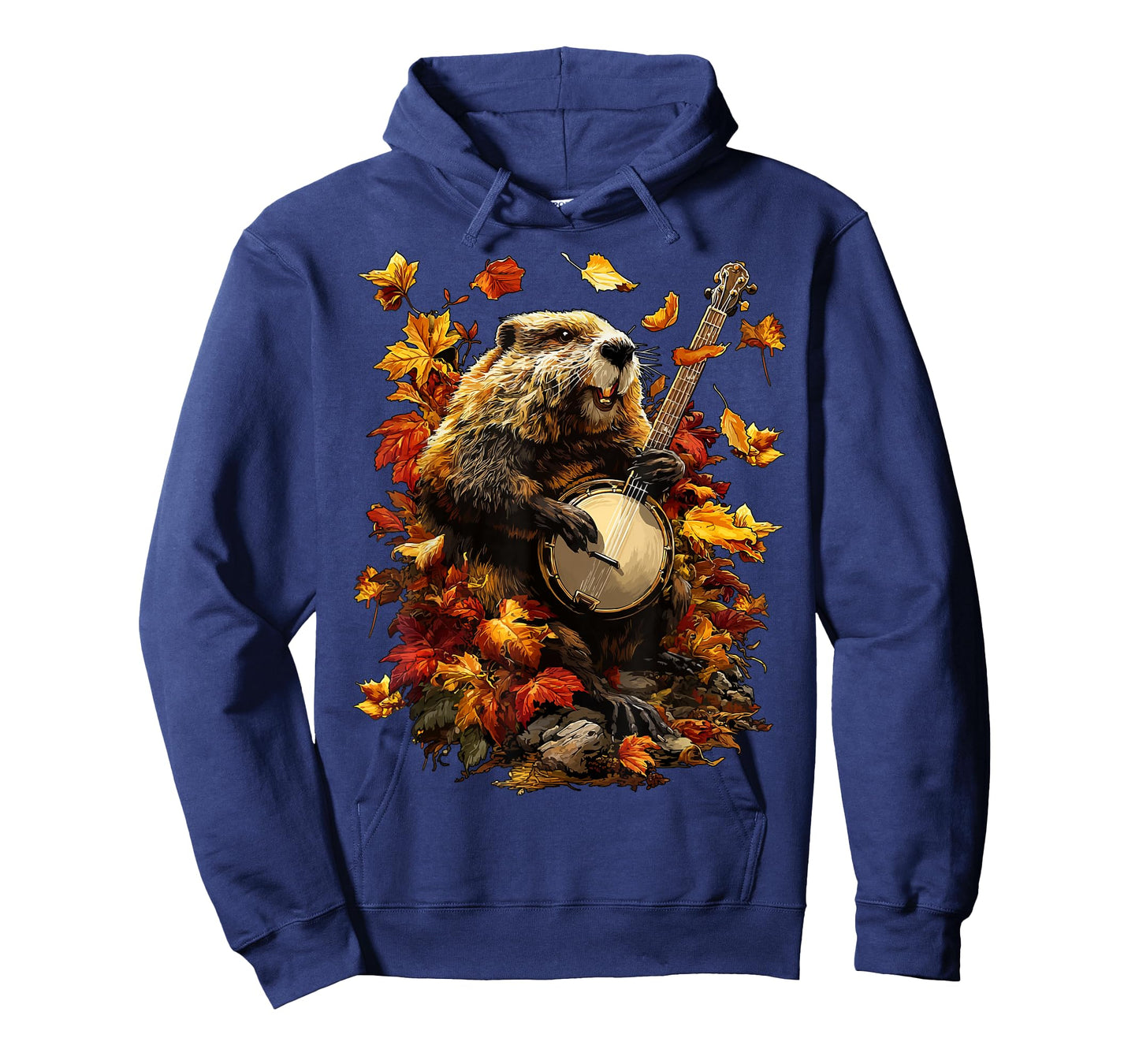 Banjoist Beaver Playing Banjo Picker Fall Leaves Autumn T-Shirt