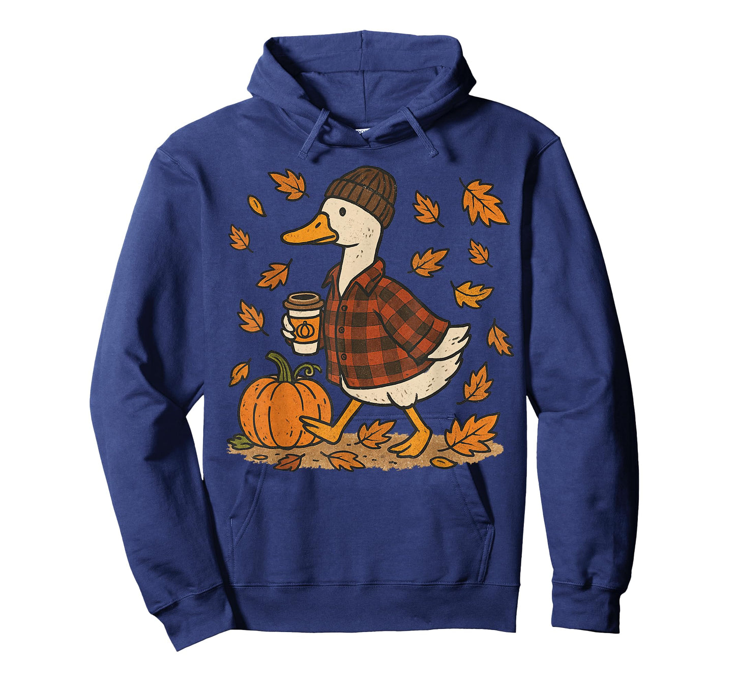 Fall Pumpkin Goose Autumn Coffee Lover Cozy Flannel Season T-Shirt
