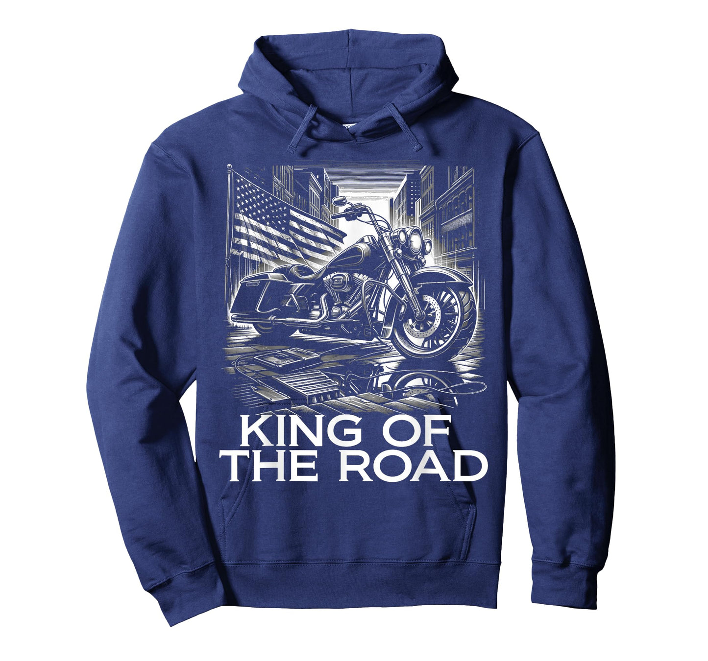 King of the Road Motorcycles American Flag Motorcycle Rider T-Shirt