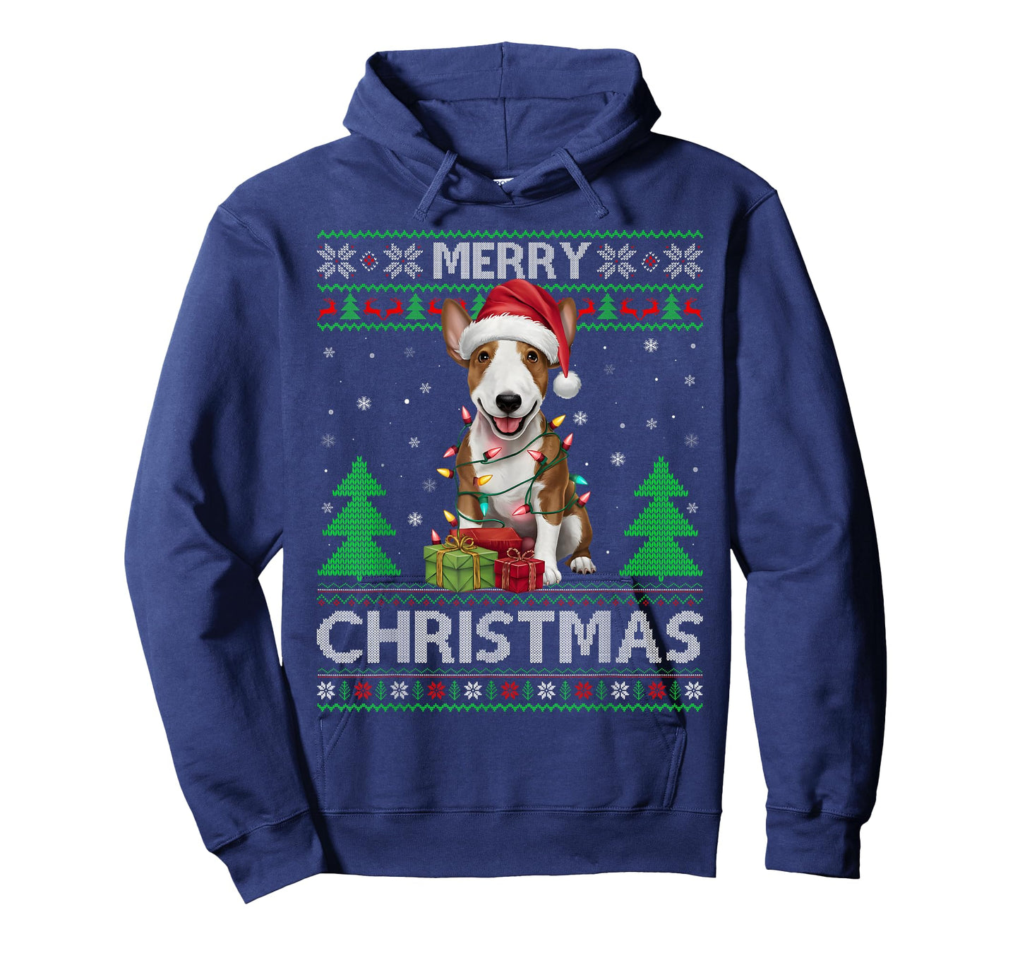 Ugly Xmas Sweater Style Miniature Bull Terrier Dog Christmas T-Shirt