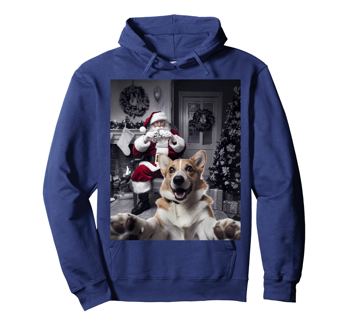 Christmas Funny Corgi Dog Selfie with Santa Claus Holiday T-Shirt