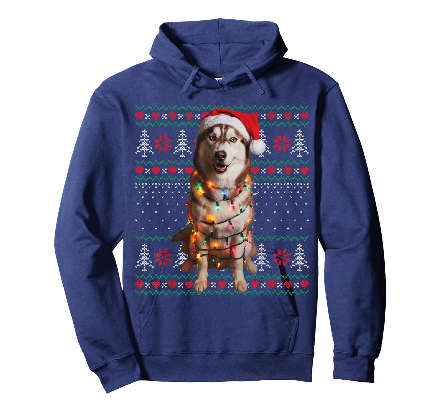 Siberian Husky Dog Christmas Ugly Sweater Dog Lights Xmas T-Shirt