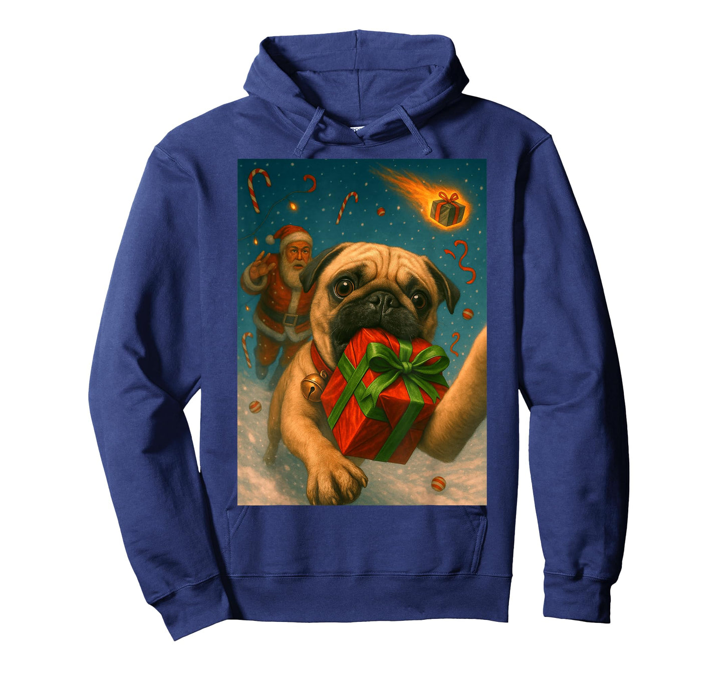 Pug Christmas Shirt - Funny Selfie with Santa T-Shirt