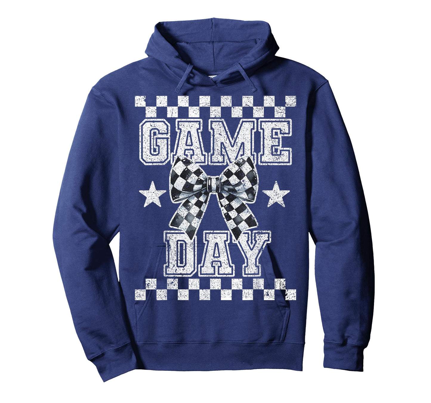 Retro Croquette Bow Black White Checkered Football Game Day T-Shirt