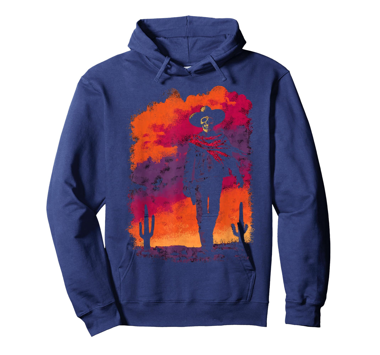 Stylish Skeleton Cowboy with Desert Sunset Western Gothic T-Shirt