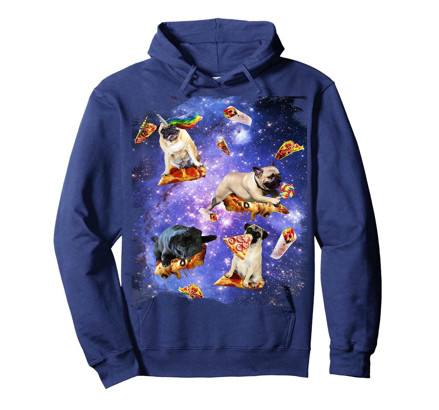 Space Dog Pug Eating Pizza, Galaxy Pugs T-Shirt