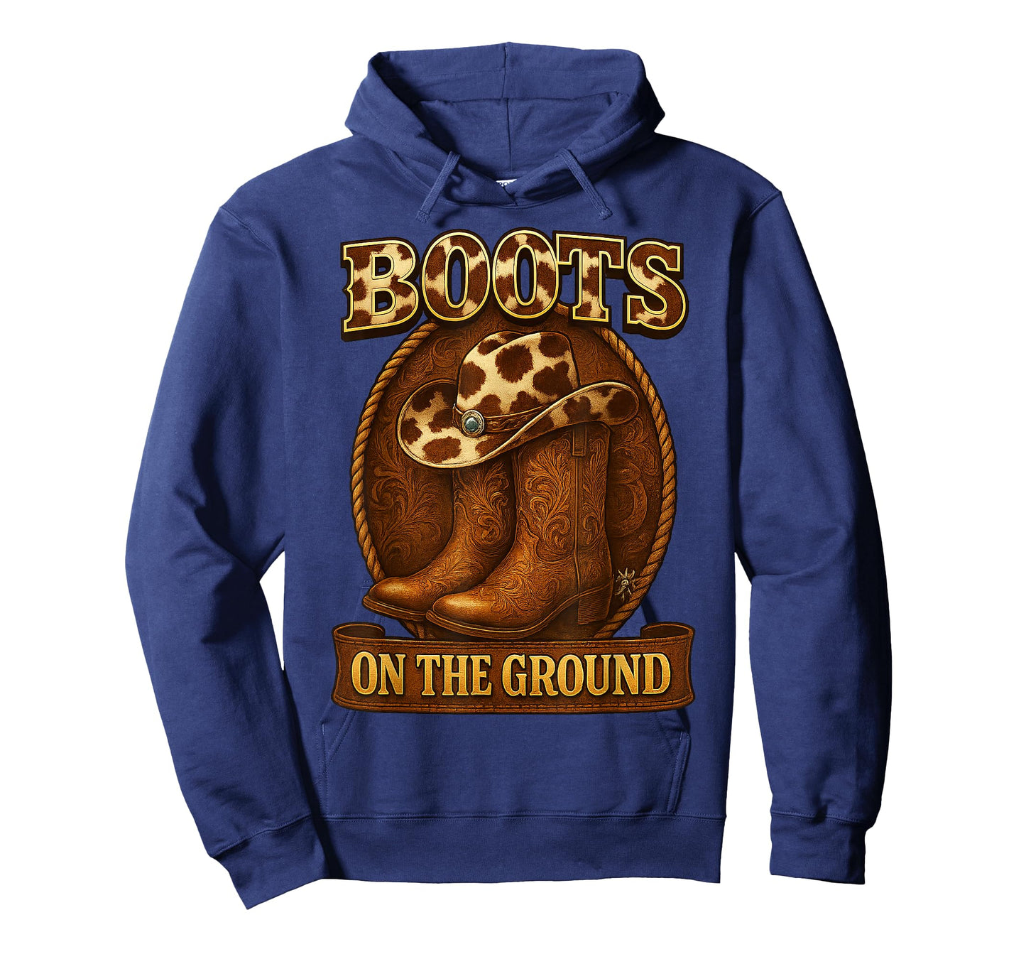 Boots On The Ground Cowboy Western Rodeo Boots Hat T-Shirt