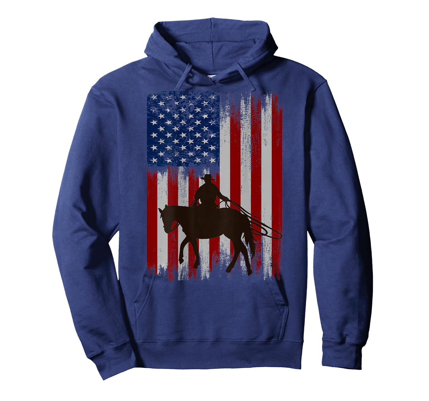 (Print on Back) vintage usa american flag cowboy Rodeo T-Shirt