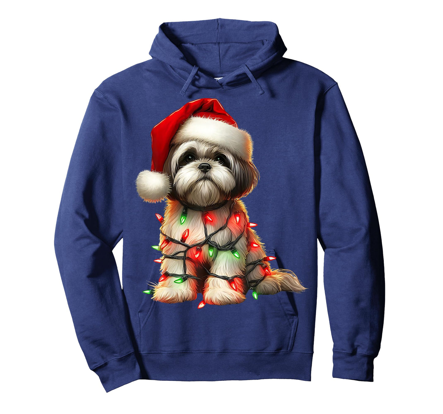 Shih Tzu Dog Christmas Lights Santa Hat Dog Lover T-Shirt