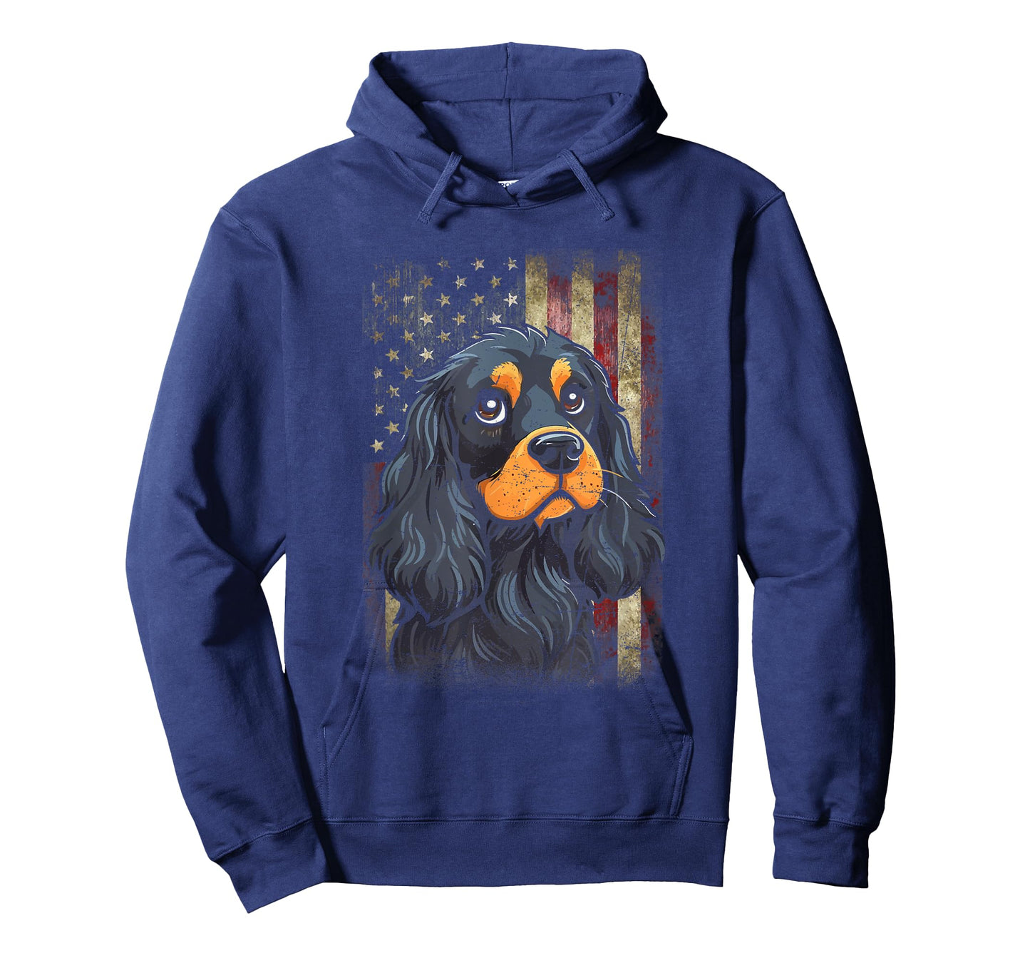 Patriotic Black And Tan Cocker Spaniel Flag USA Dog Lover Men Women T-Shirt