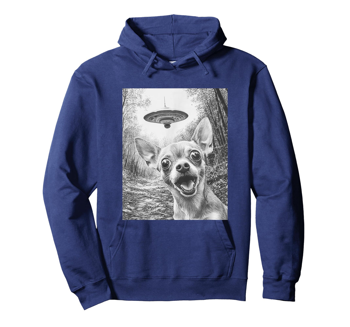 Funny Alien Chihuahua Selfie with UFO T-Shirt
