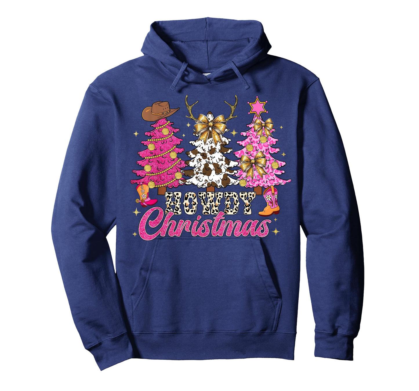 Howdy Christmas Western Cow-Print Tree Leopard Cowgirl Xmas T-Shirt