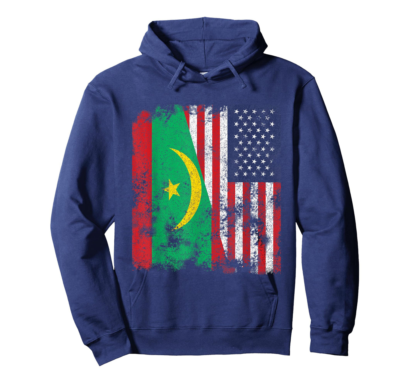 Mauritania USA Flag Distressed - Half American Women Kids Men T-Shirt