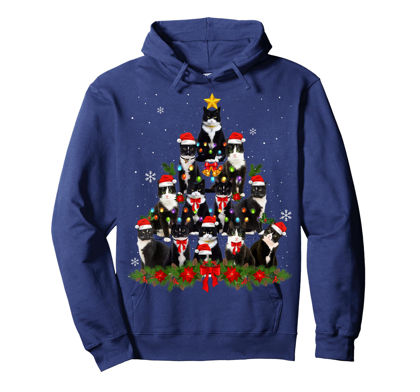 Tuxedo Cat Christmas Tree Tuxedo Cat Lights Xmas Matching T-Shirt