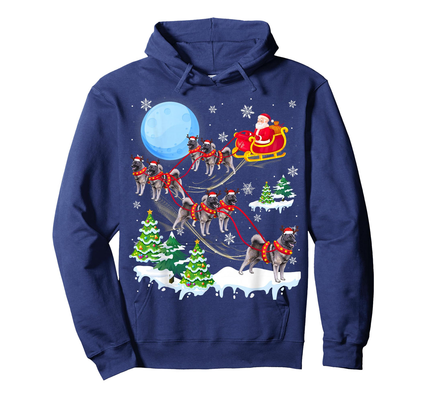 Norwegian Elkhound Reindeer Christmas Dog Riding Santa T-Shirt