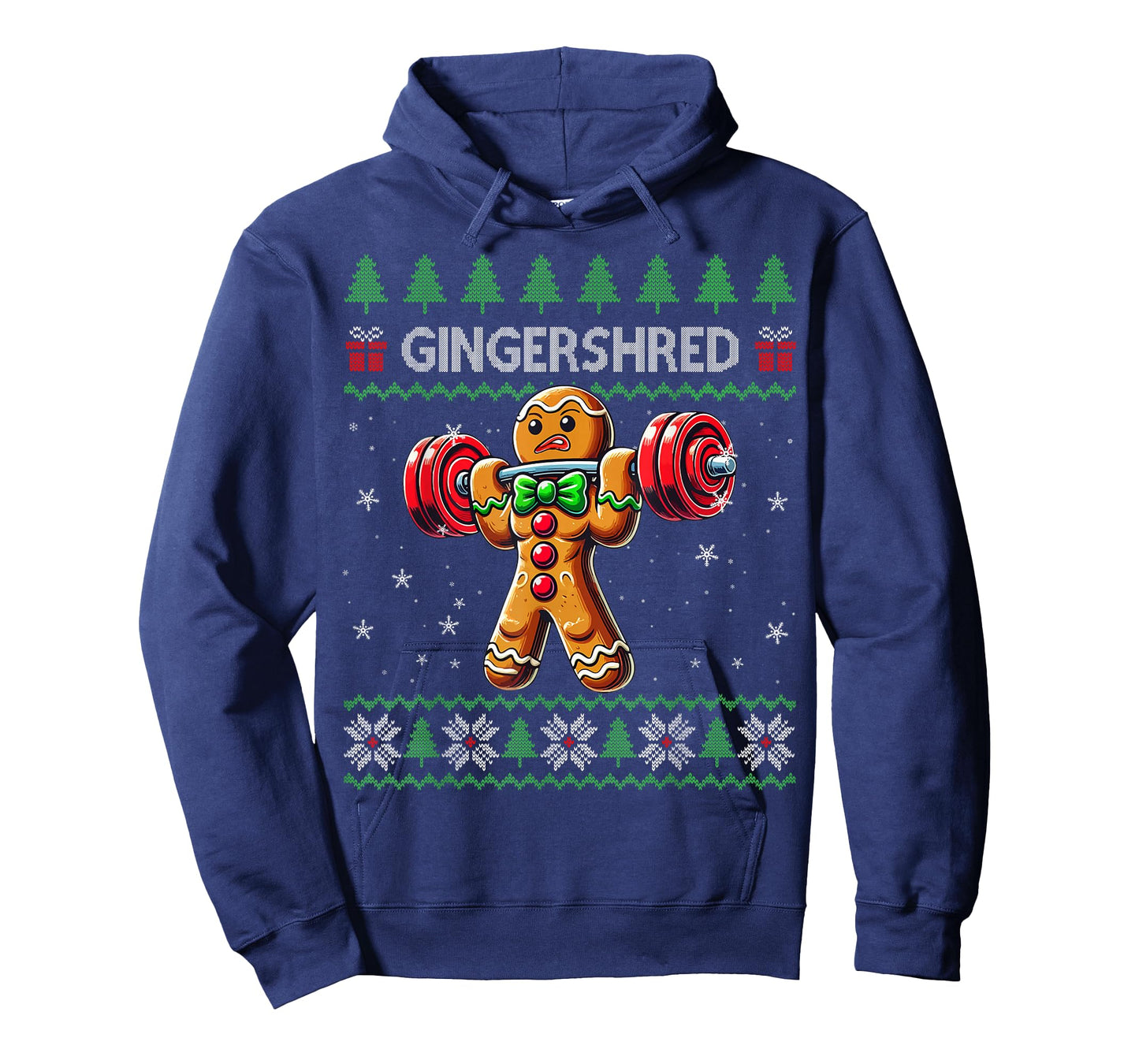 Gingershred Gym Christmas Ugly Sweater Gingerbread Workout T-Shirt