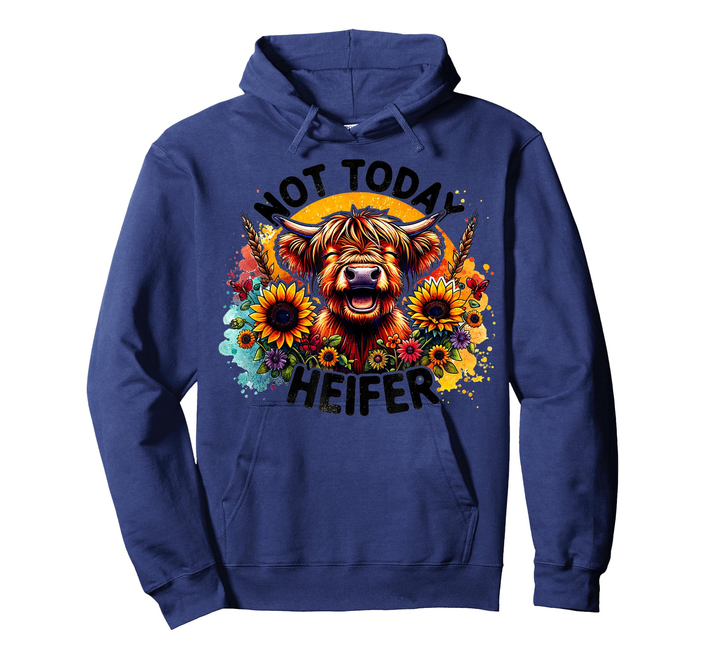 Vintage Not Today Heifer Funny Smiling Cow Sunflowers T-Shirt