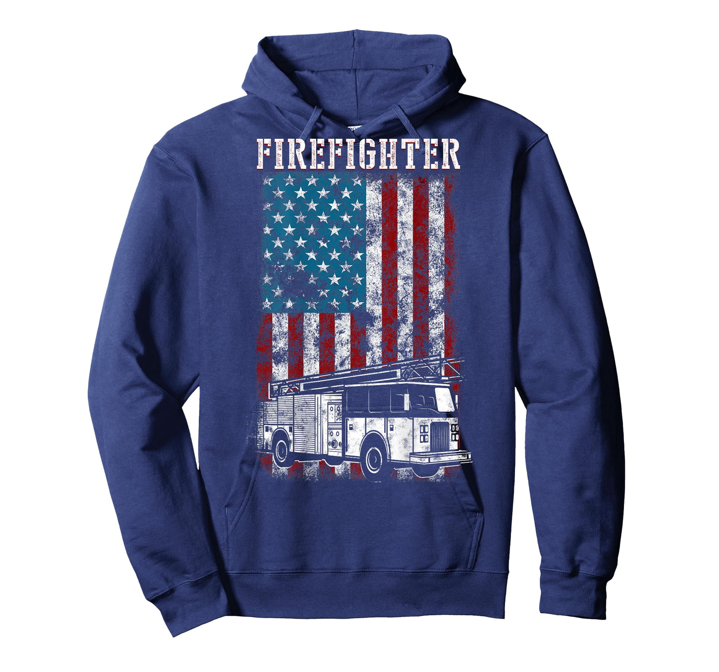 Fireman fire truck Distressed Firefighter American Flag T-Shirt