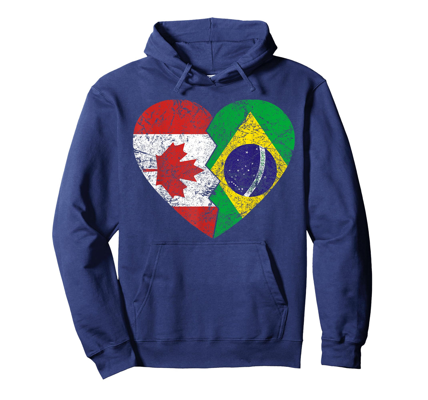 Brazilian Canadian Flags Heart | Canada Brazil Roots Vintage T-Shirt