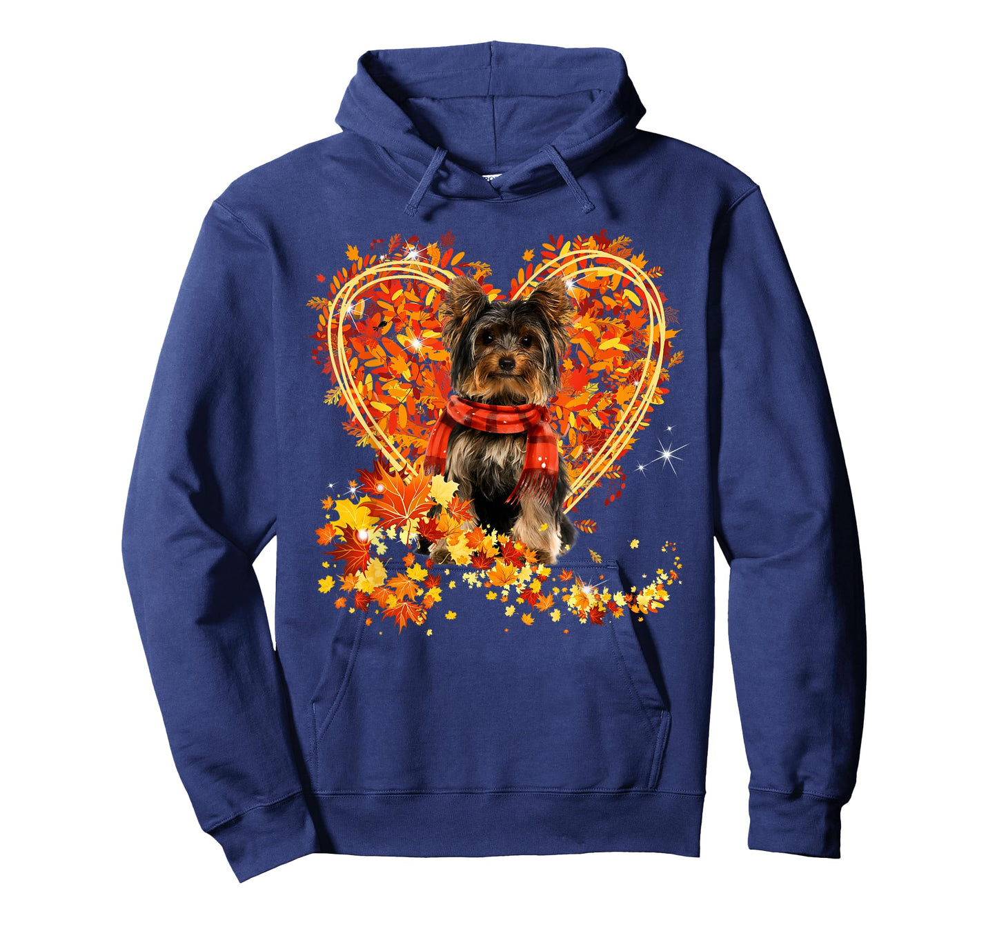 Yorkie Hello Autumn Leaves Heart Fall Thanksgiving T-Shirt
