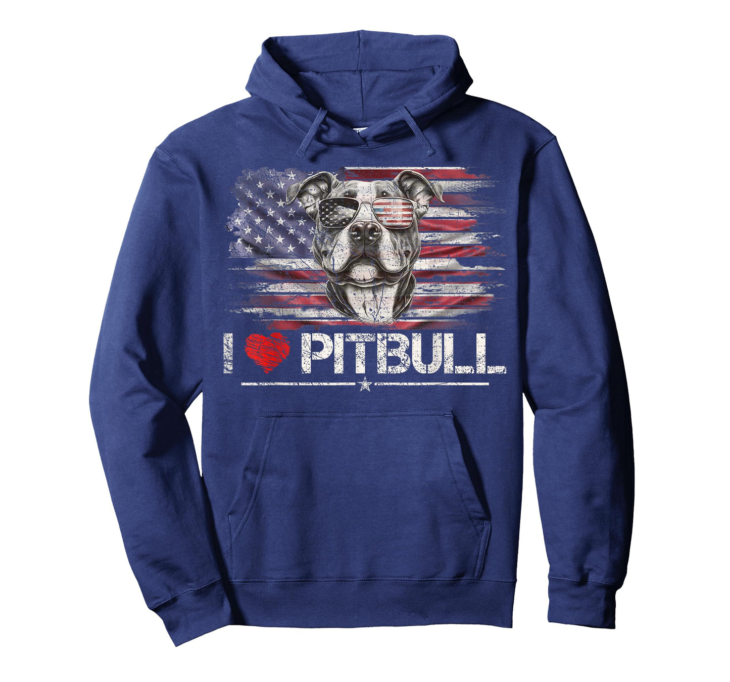 Vintage USA Flag I Love My Pitbull Dog Heart, Pittie Lover T-Shirt for Women Kids Men