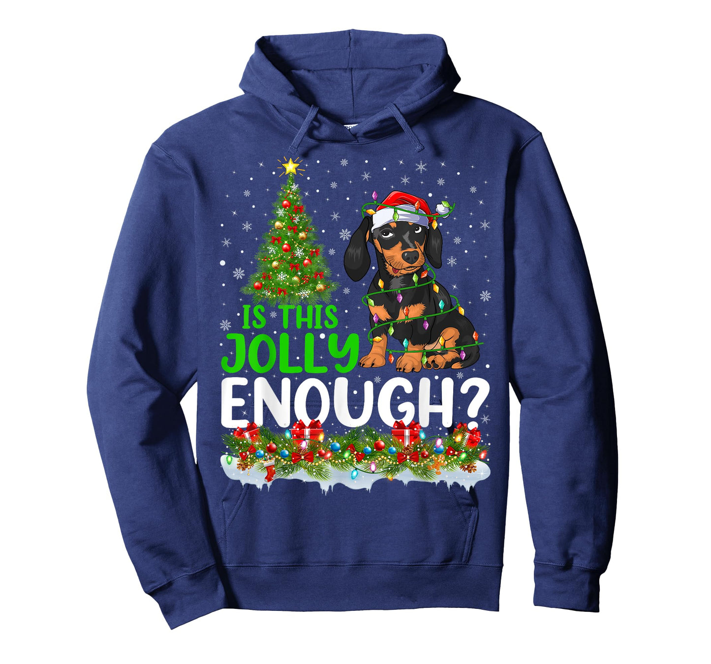 Is This Jolly Enough Dachshund Dog Christmas Tree Men Women Kids T-Shirt