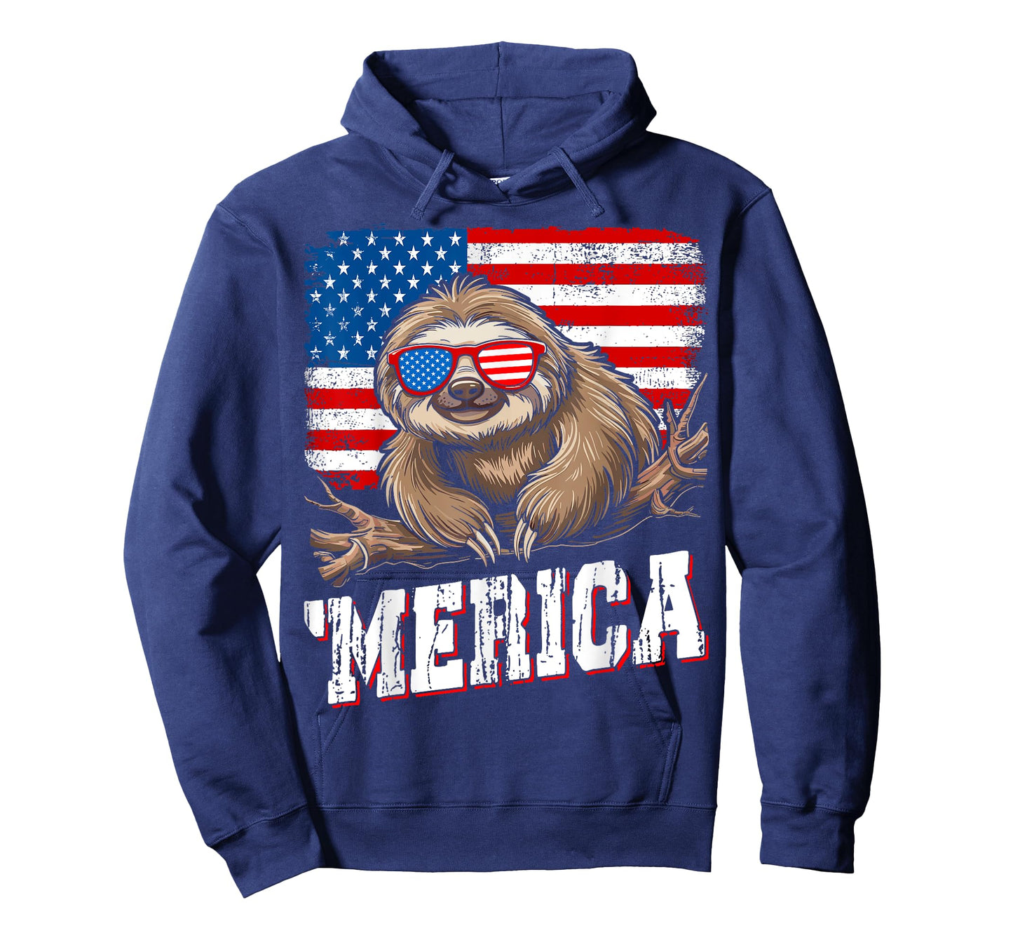 Merica USA Flag Sloth Lover 4th of July American Patriotic T-Shirt