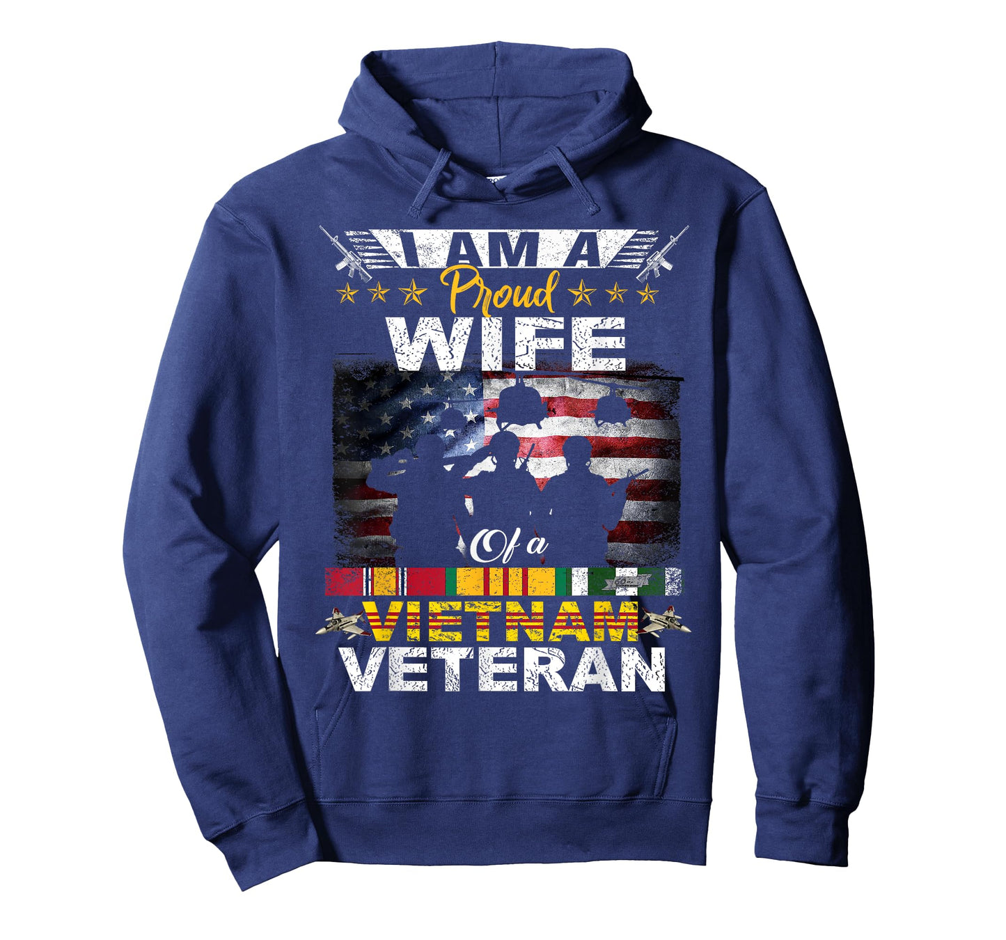 Proud Wife Of A Vietnam Veteran US Flag Patrioitc Veteran T-Shirt