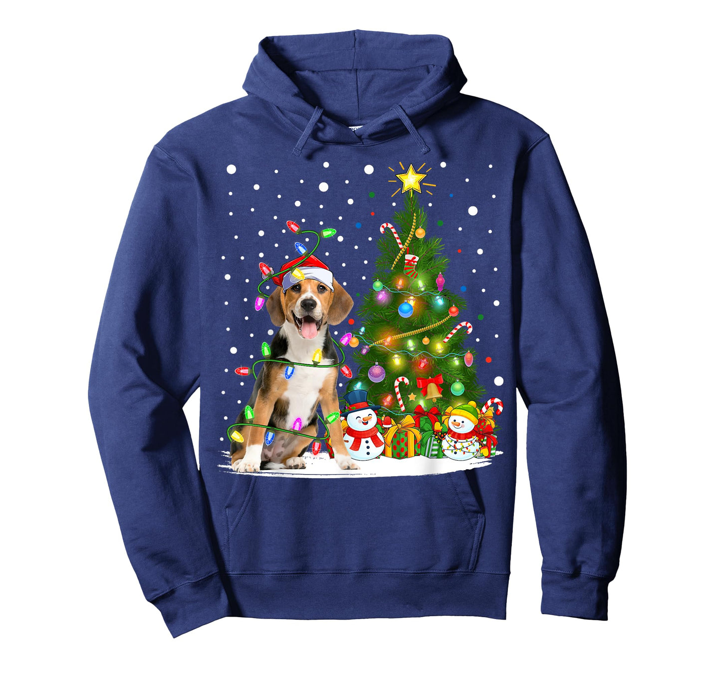 Santa Beagle Dog Xmas Tree Lighting Beagle Christmas Men Women Kids T-Shirt