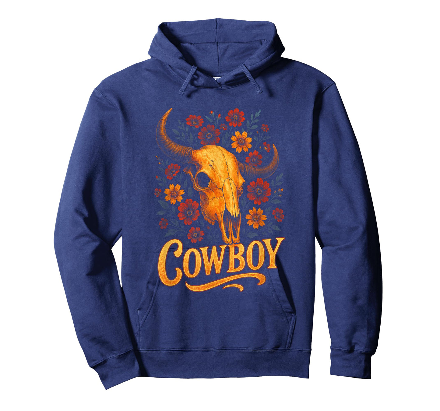 Cowboy - Vintage Skull Western Flowers T-Shirt