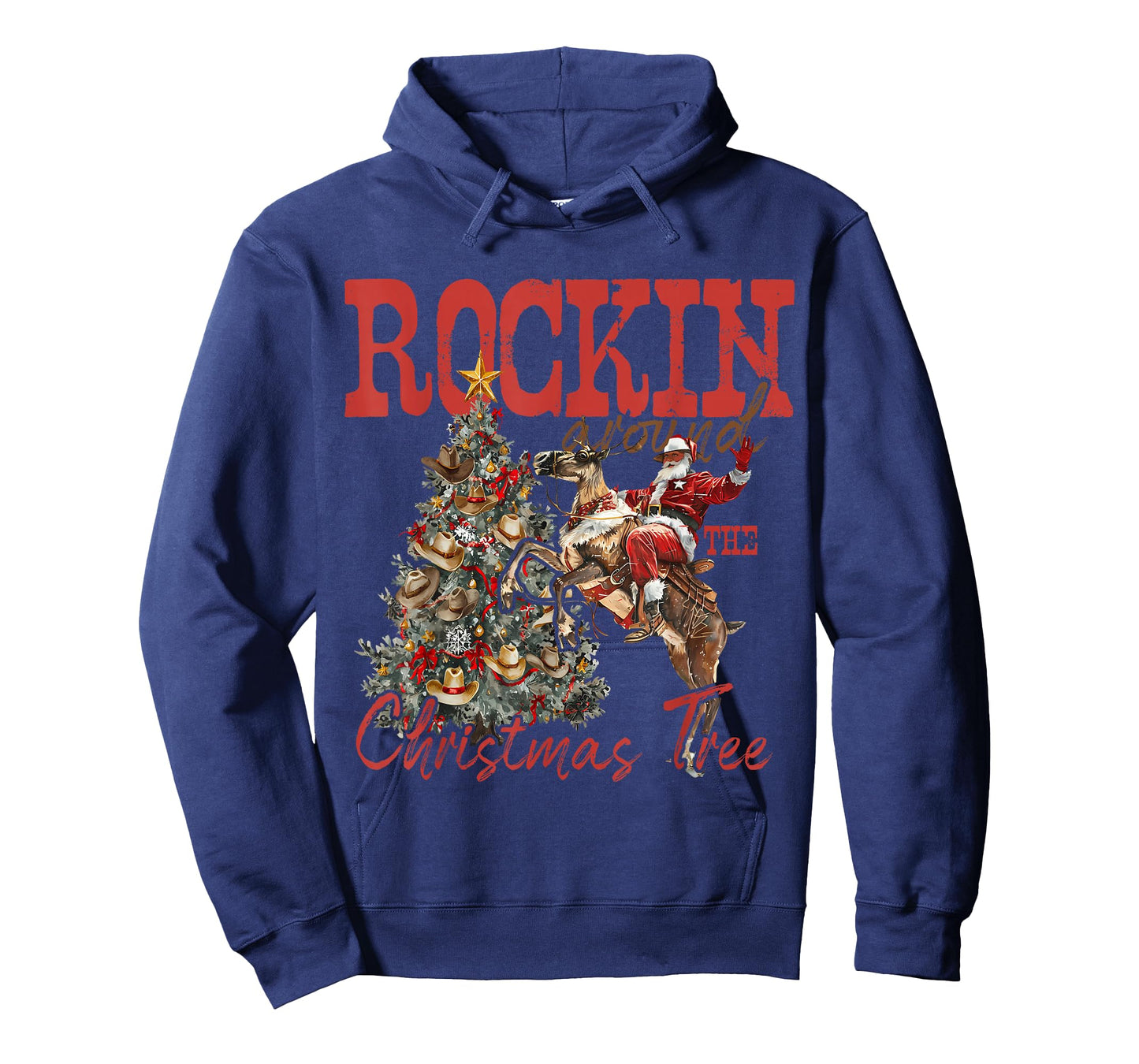 Rockin' Around Christmas Cowboy Tree Santa Ride Horse Pajama T-Shirt