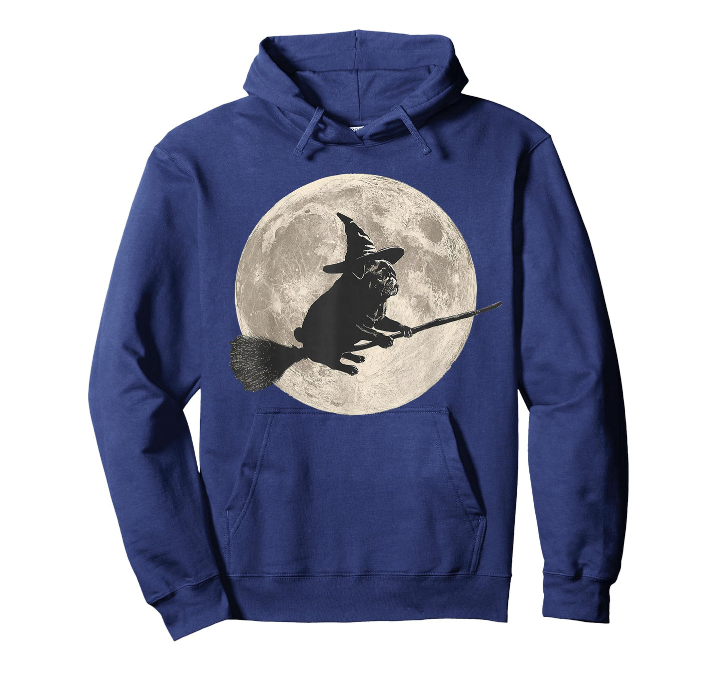 Funny Halloween Witch Pug Moon Trick or Treat Spooky Vibes T-Shirt