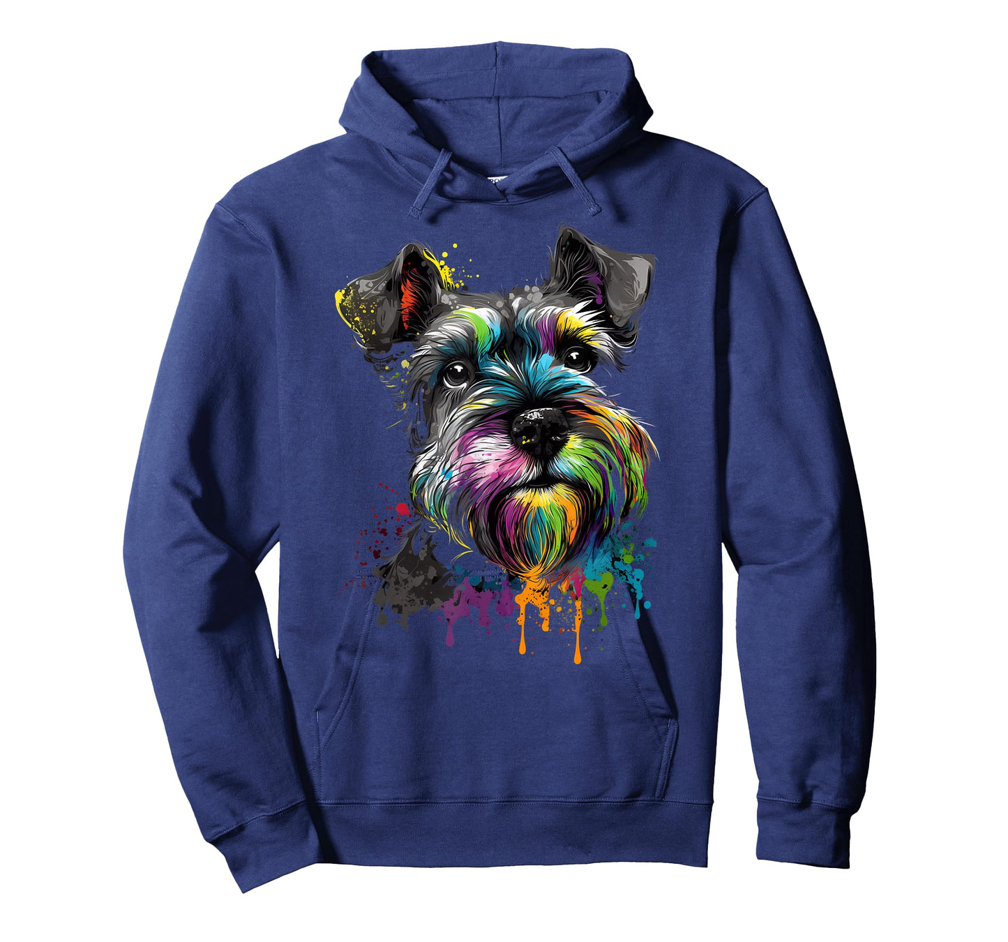 Mini Miniature Schnauzer Face Colorful Dog Art Black T-Shirt