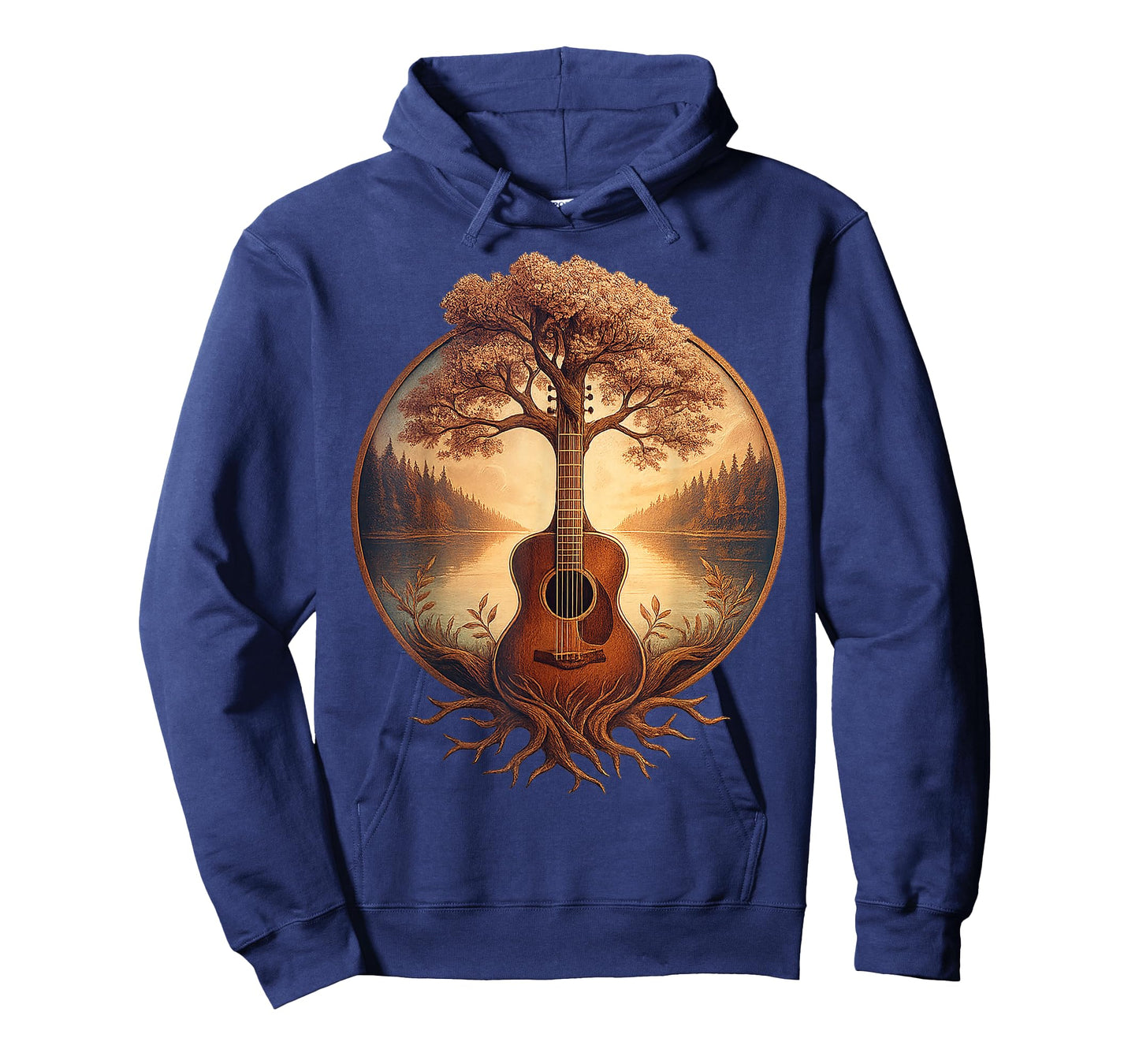 Acoustic Guitar Tree Lake Guitarist Country Music Funny T-Shirt