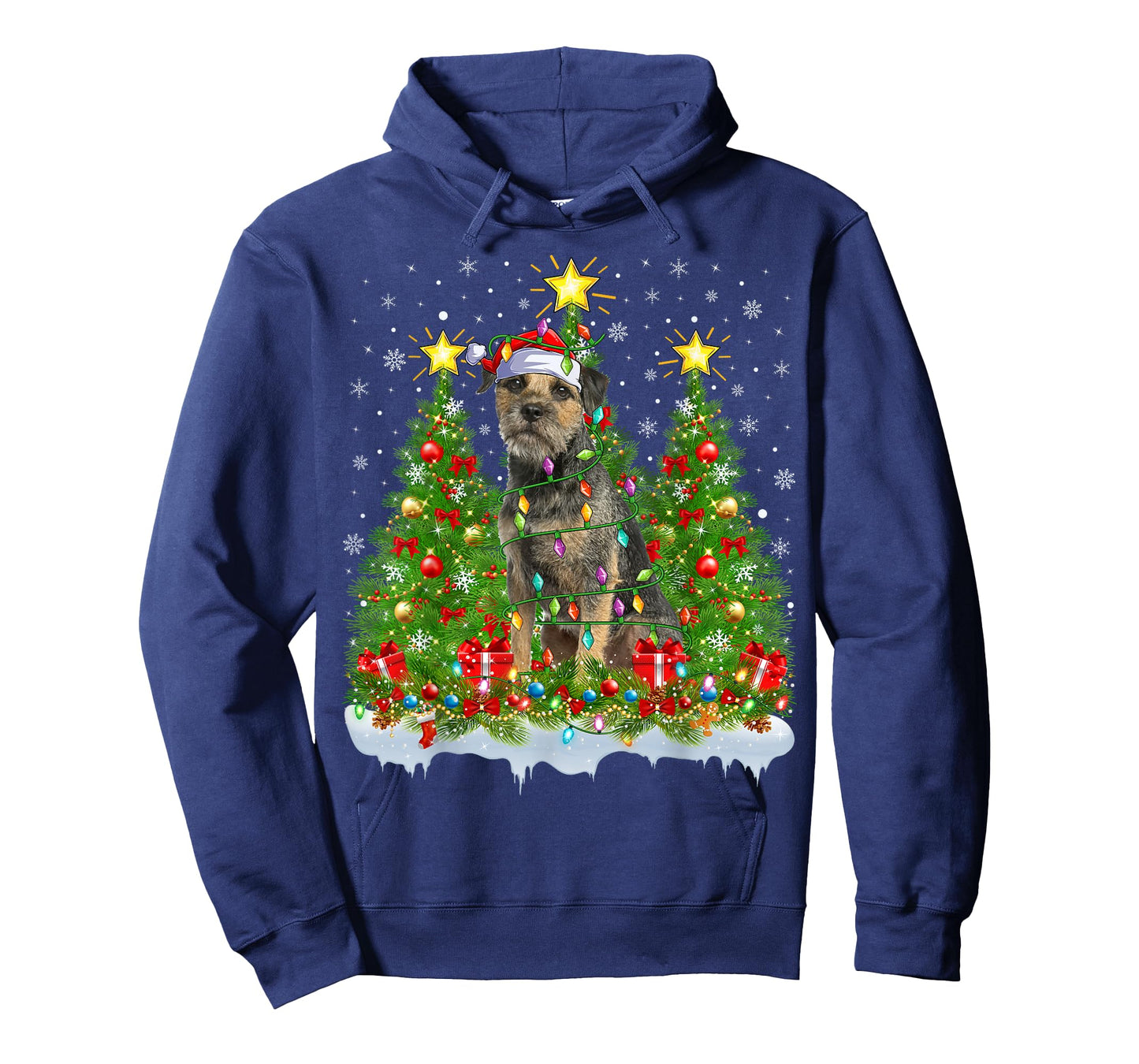 Xmas Tree Decoration Santa Border Terrier Dog Christmas T-Shirt