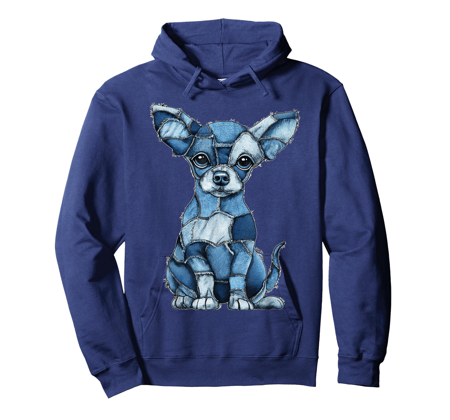Funny Chihuahua Dog Blue Denim Patchwork Graphic Animal T-Shirt