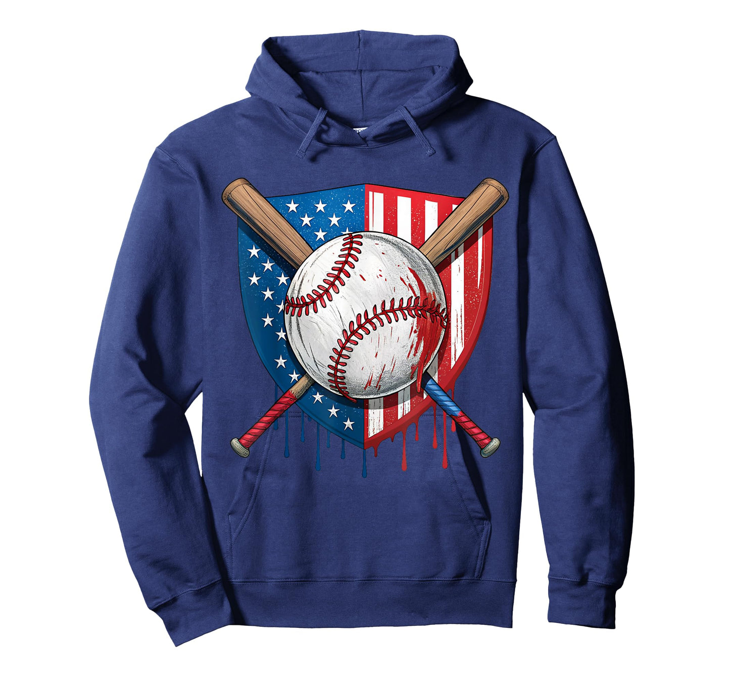4th of July Baseball Drip Ice Cream Patriotic American Flag T-Shirt