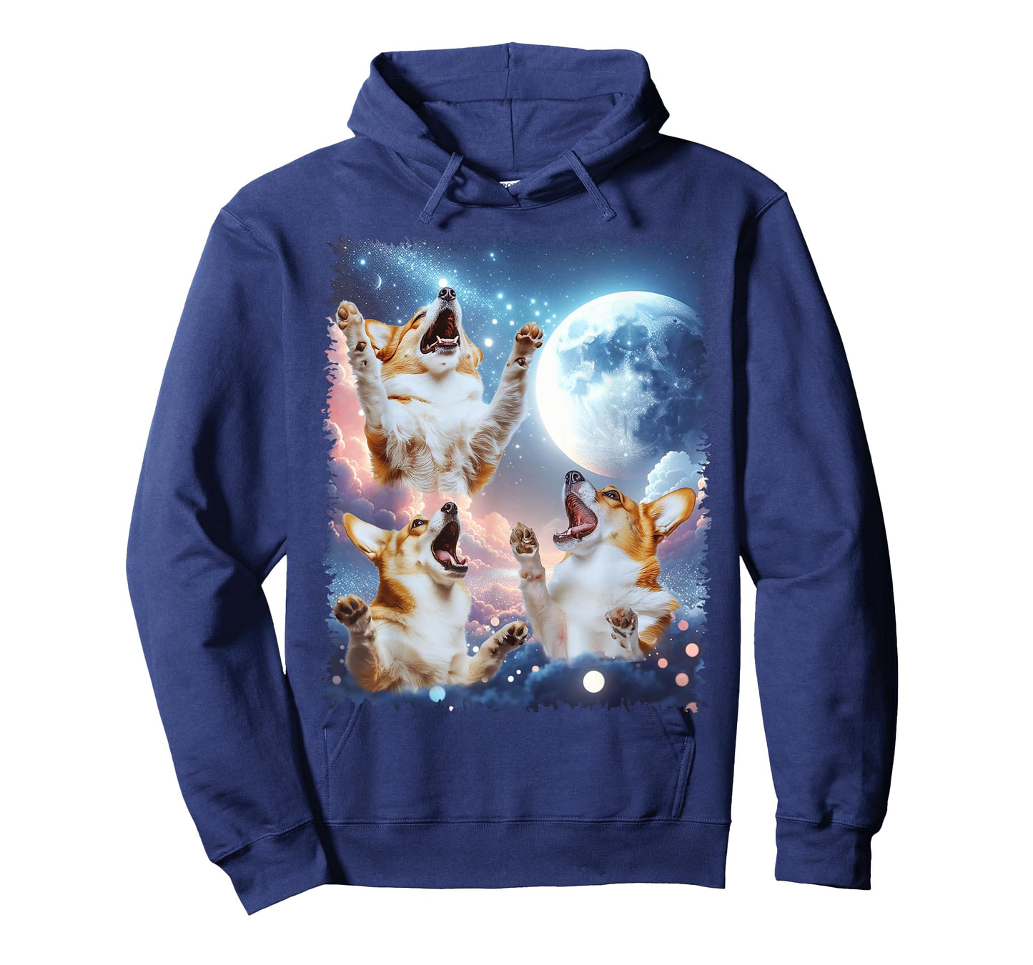 Cute Corgi Moon, Three Corgis Howl At Moon Funny Dog Meme T-Shirt