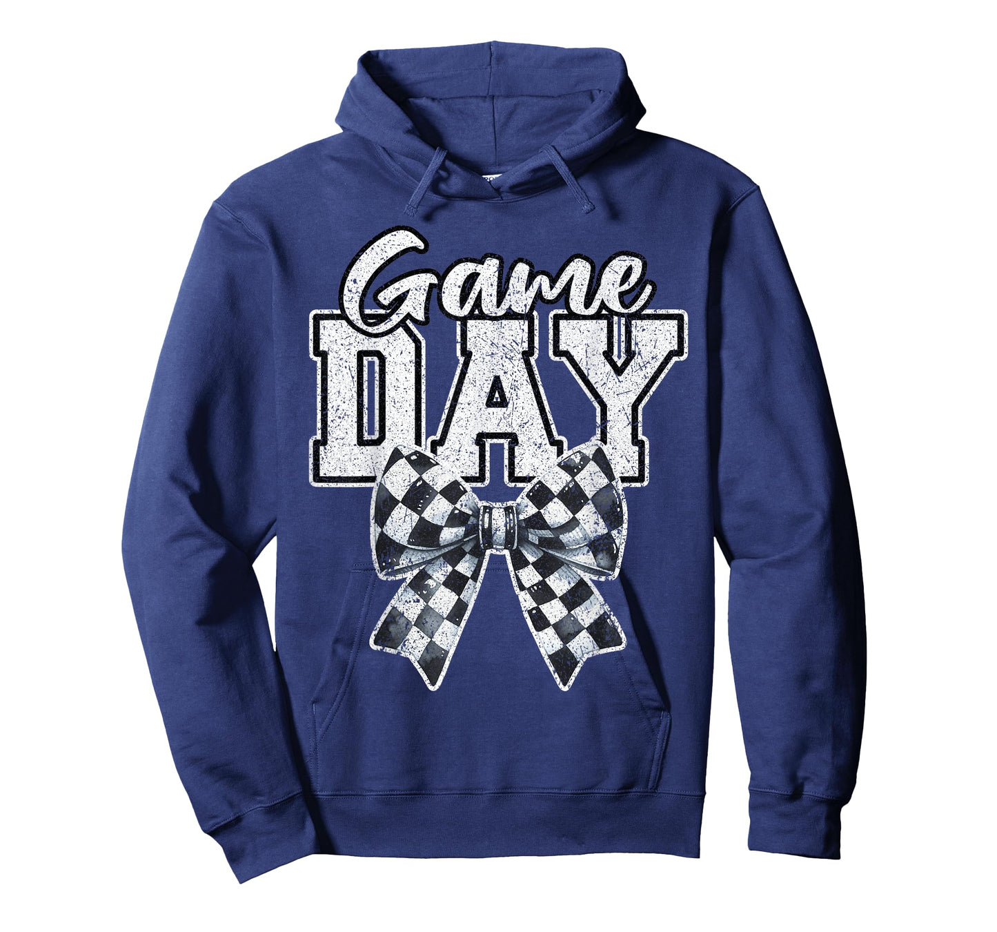 Retro Croquette Bow Black White Checkered Football Game Day T-Shirt