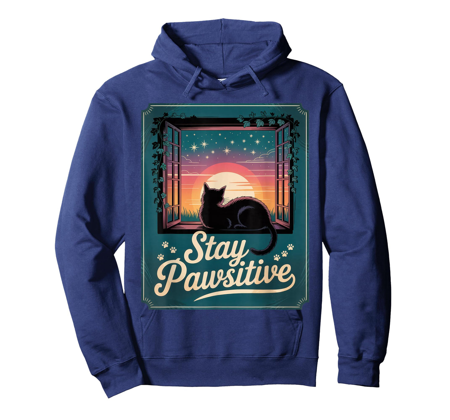 Stay Pawsitive Cat Lover Chill Relaxation Sunset Vibes T-Shirt