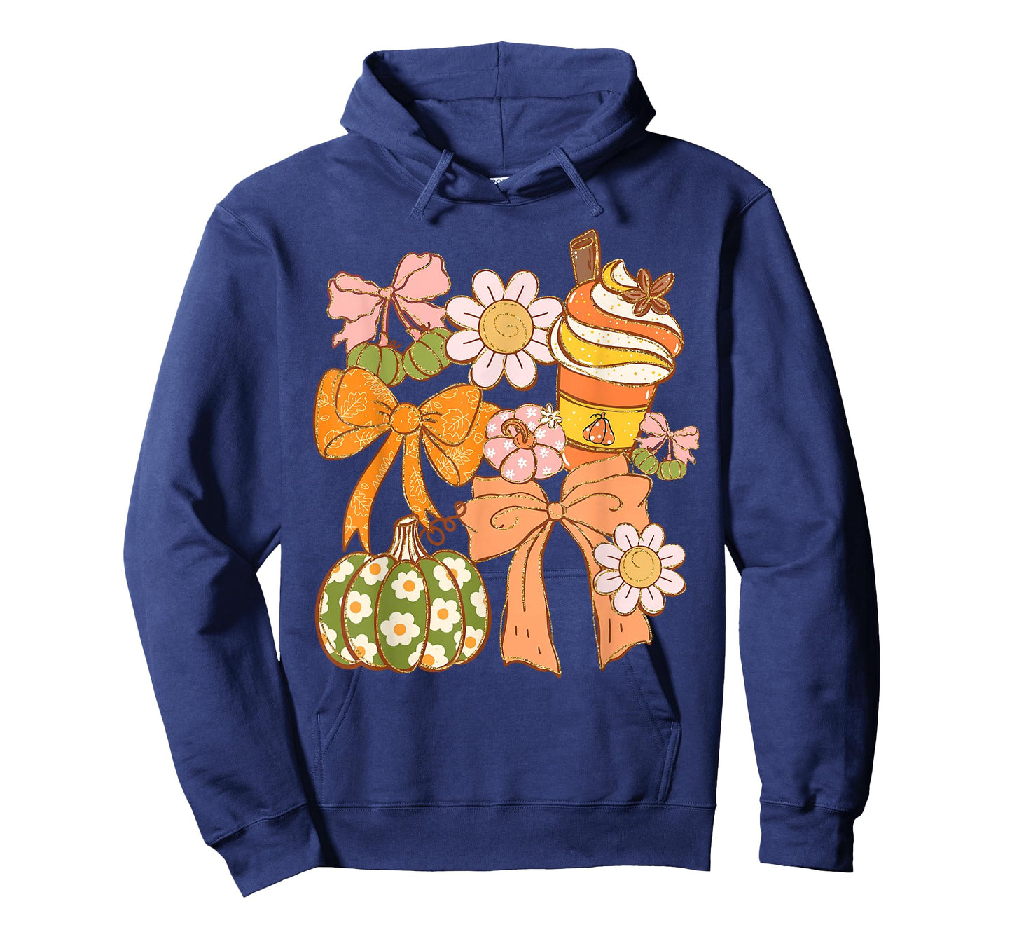 Coquette Bow Pumpkin Season Autumn Fall Leaves Thanksgiving T-Shirt