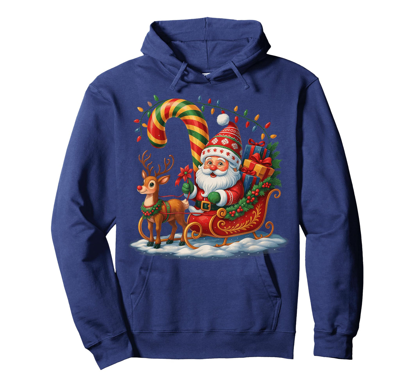 Santa Claus Riding Reindeer Christmas Lights Xmas Men Women T-Shirt