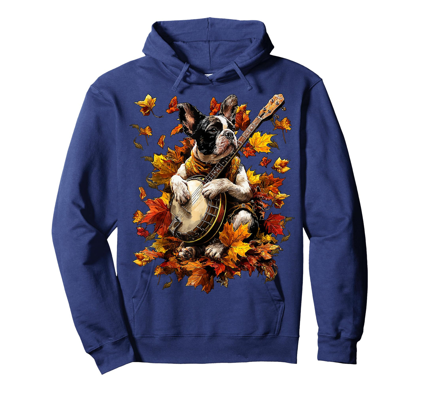 Banjoist French Bulldog Playing Banjo Fall Leaves Autumn Dog T-Shirt